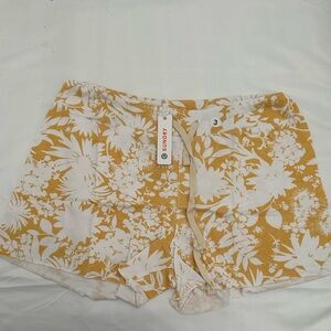 Sundry Floral Hoodie in Mustard and White